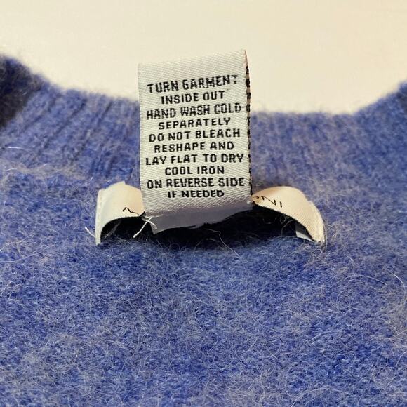 MAGASCHONI Womens S Inside Out V-Neck Long Sleeve Sweater Alpaca Wool Blend Blue - Picture 3 of 11